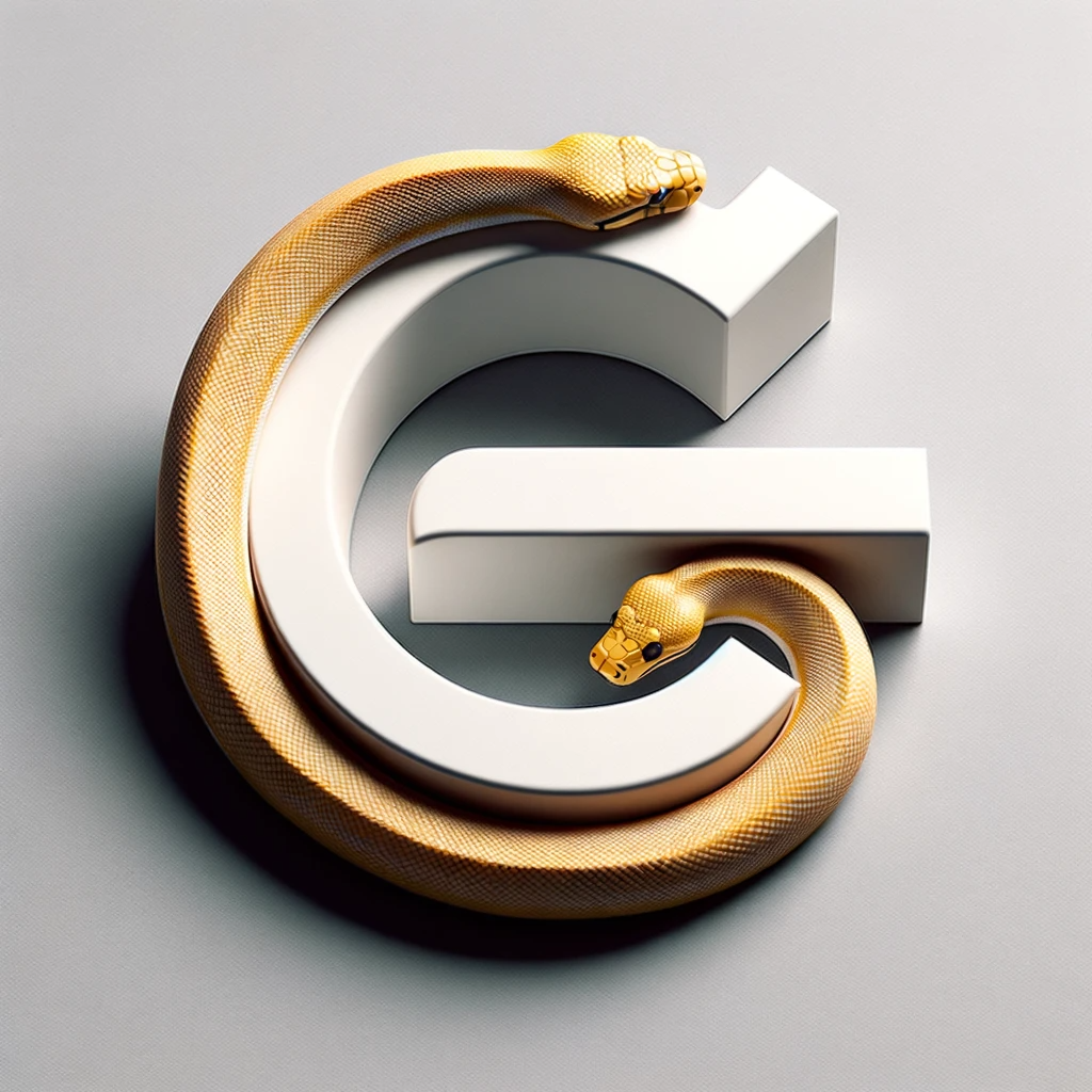 DALL·E 2023-10-17 10.27.26 - photo of a basic logo with GNU written and a python snake curling around the letters, showcasing the unity of the two symbols.png